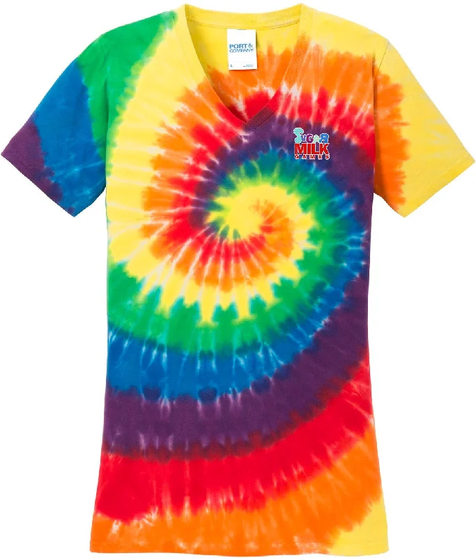 Port & Company Ladies Tie-Dye V-Neck Tee