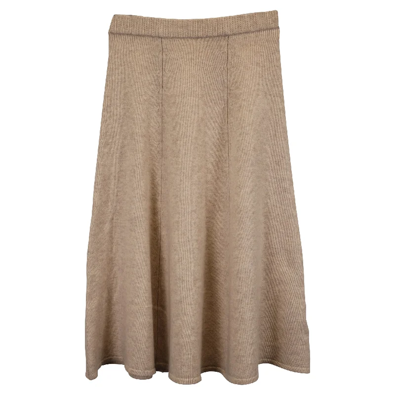 LoveShackFancy A-Line Skirt in Beige Wool