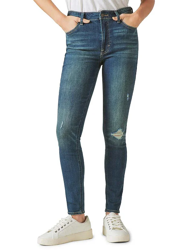 Bridgette Womens High-Rise Destroyed Skinny Jeans