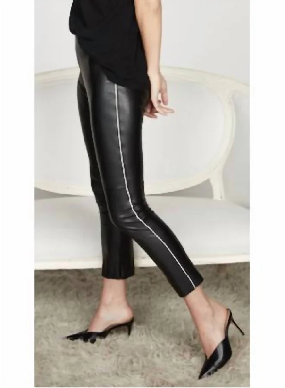 Gemma Midrise Skimmer Pant W/ Piping In Black