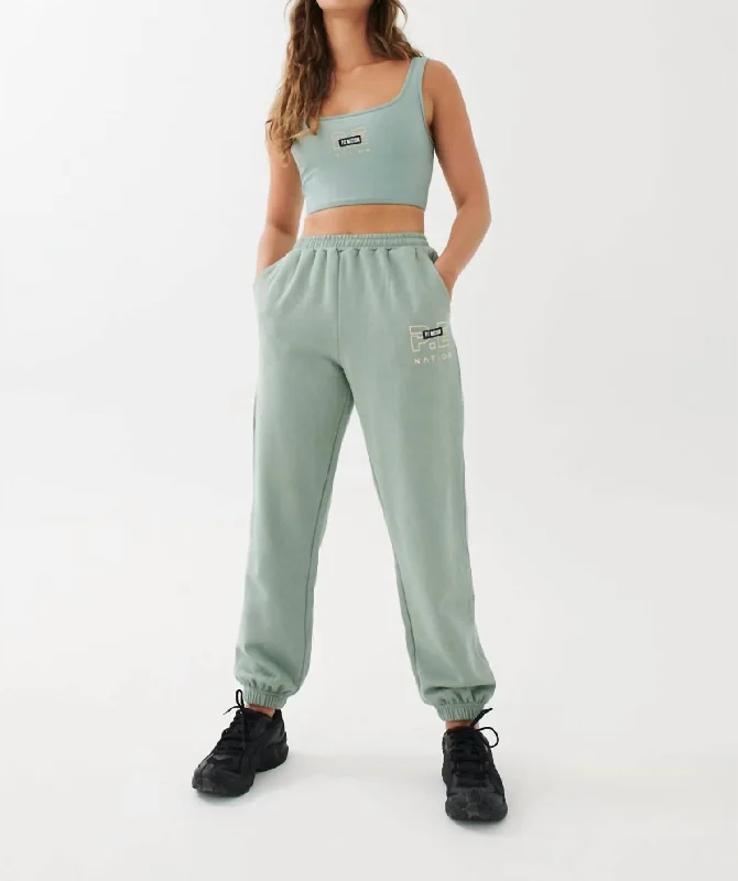 Grand Stand Track Pant In Iceberg Green