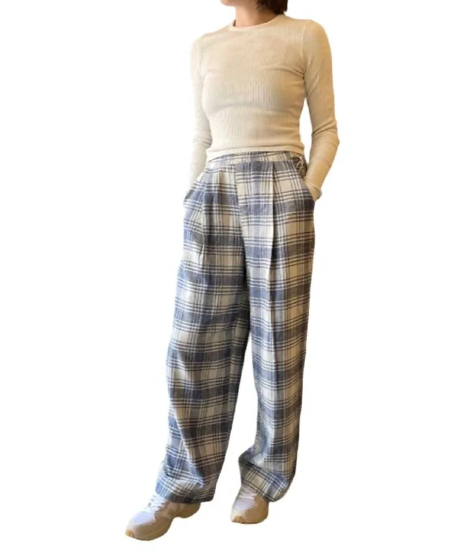 Hudson Brushed Plaid Trouser In Cream