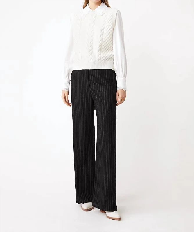 Jungle Stripe Wool Pant In Noir