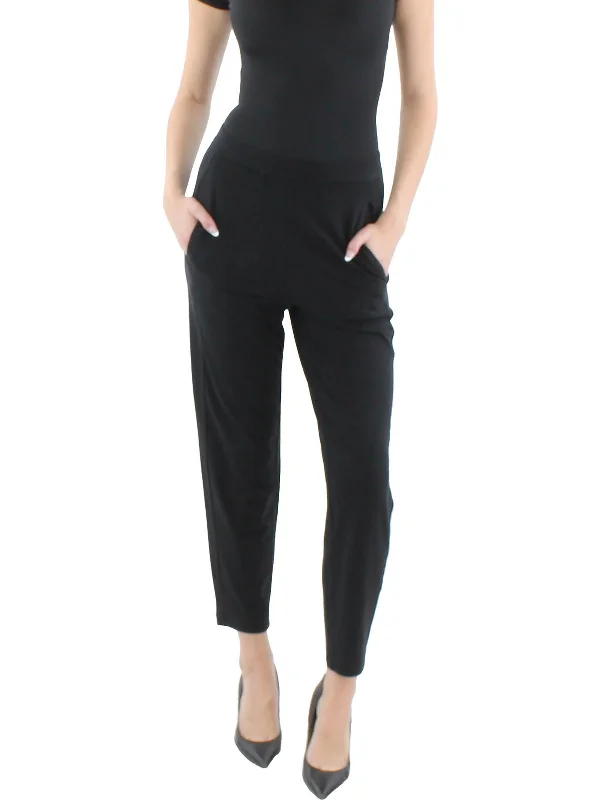 Petites Womens Stretch Lyocell Ankle Pants