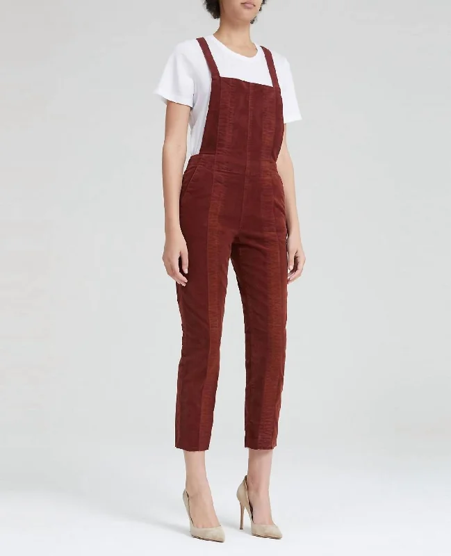 Pleated Isabelle Overall In Rich Crimson