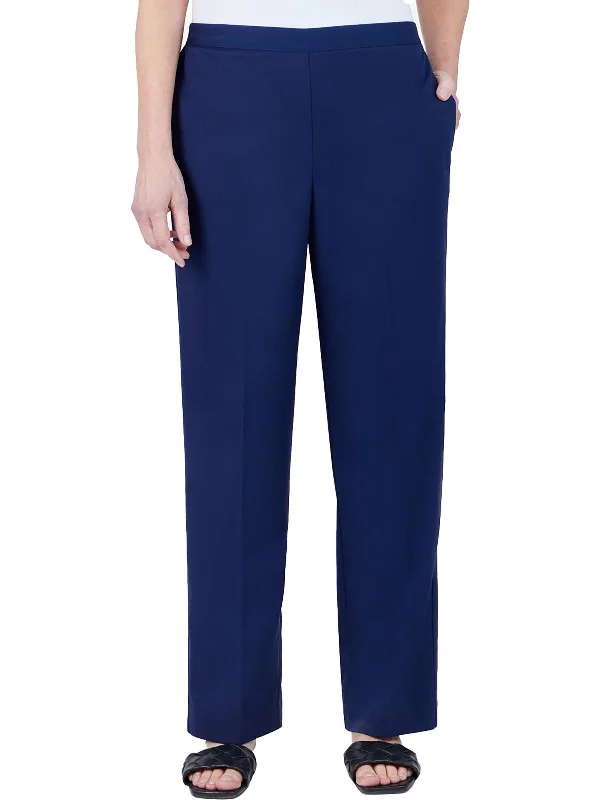 Sloane Street Womens Solid Stretch Straight Leg Pants