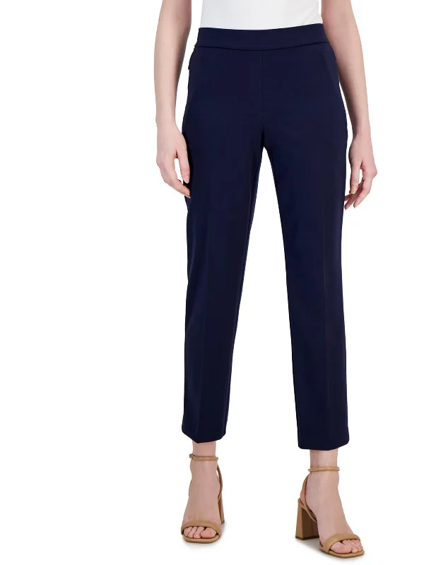 Womens High Rise Solid Ankle Pants