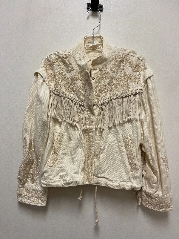 Jacket Denim By Zara In Cream, Size: Xs