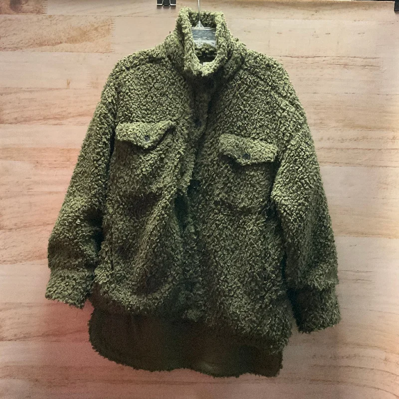 Jacket Faux Fur & Sherpa By Urban Outfitters In Green, Size: M