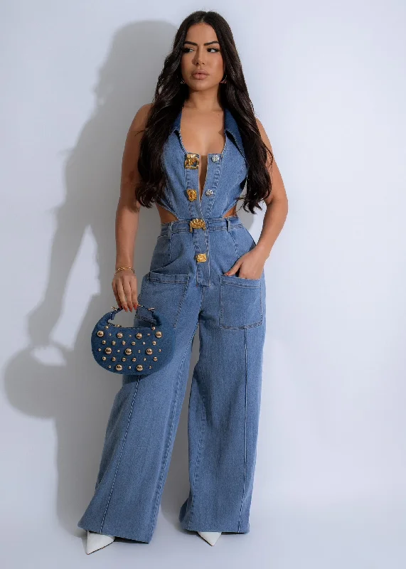 Verdant Venture Jumpsuit Light Denim