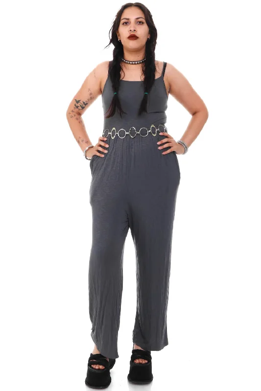 Vintage Y2K Grey Knit Jumpsuit - S