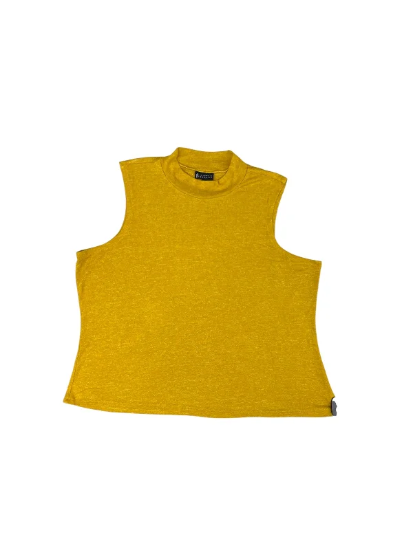 Top Sleeveless Basic By Bobeau In Yellow, Size: 2x