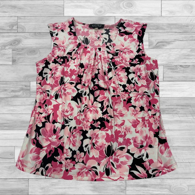 Top Sleeveless By Kasper In Black & Pink, Size: L