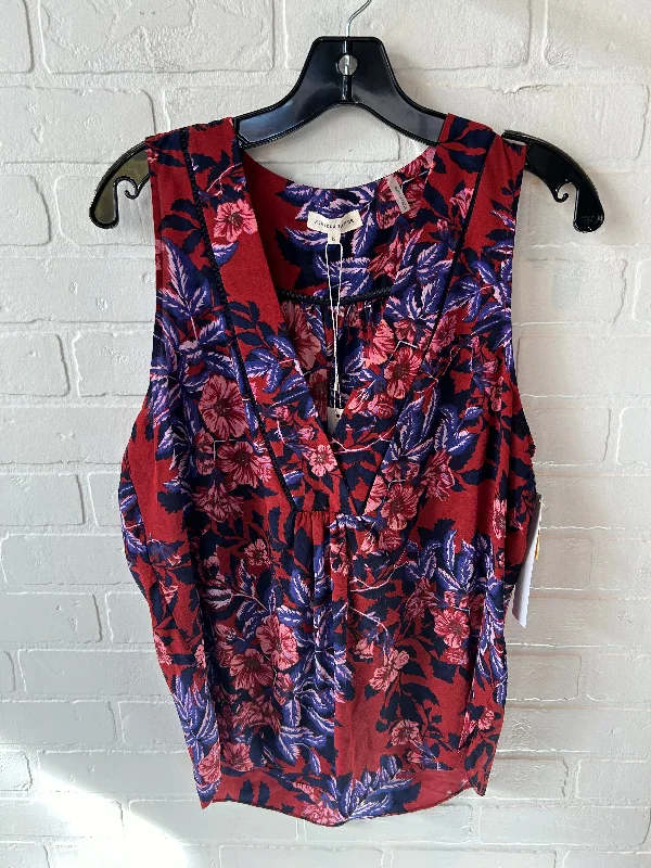 Top Sleeveless By Rebecca Taylor In Purple & Red, Size: L