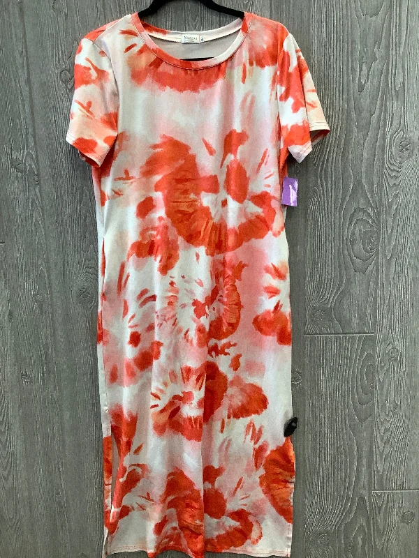 Orange Dress Casual Midi Clothes Mentor, Size M