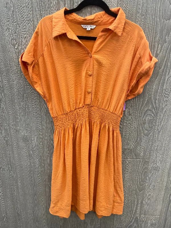 Orange Dress Casual Midi Ophelia Roe, Size L