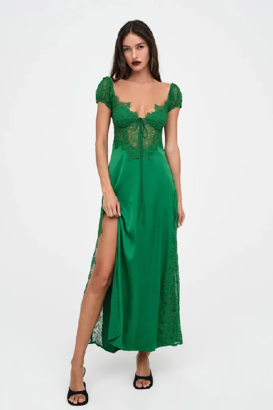 For Love & Lemons Casey Maxi Dress - Green