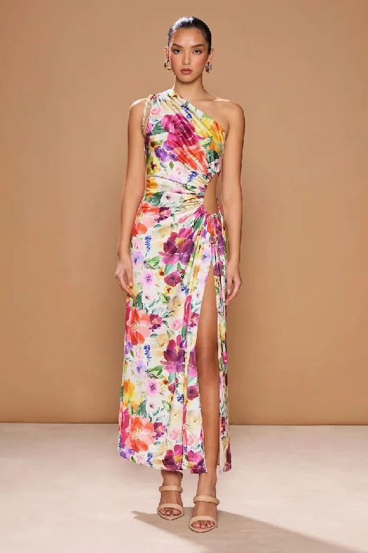 Sonya Nour Midi Dress - Floral Watercolour Print