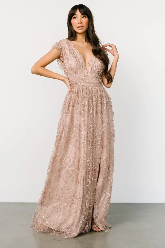 Arlene Shimmer Gown | Nude Rose