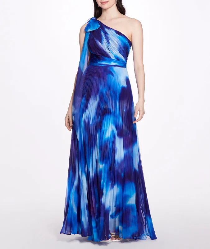 One Shoulder Pleated Gown