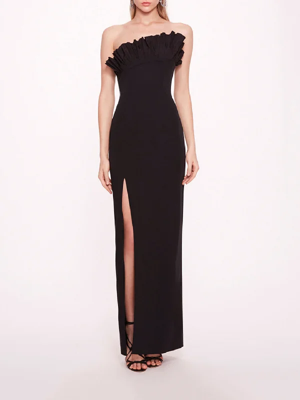 Pleated Neckline Gown