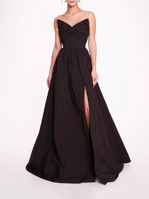 Pleated Taffeta Gown