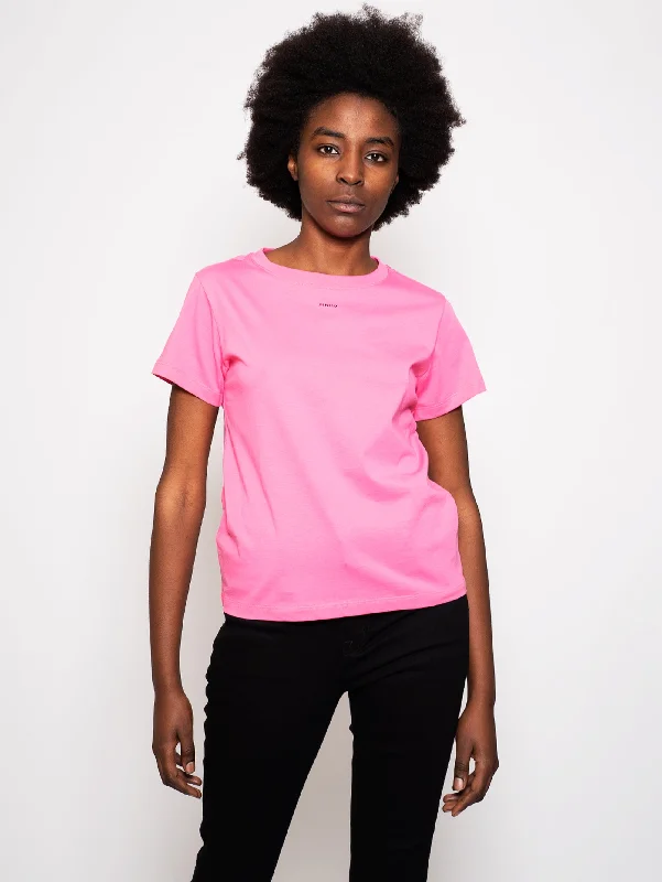 T-shirt Basico con Micro Stampa Rosa