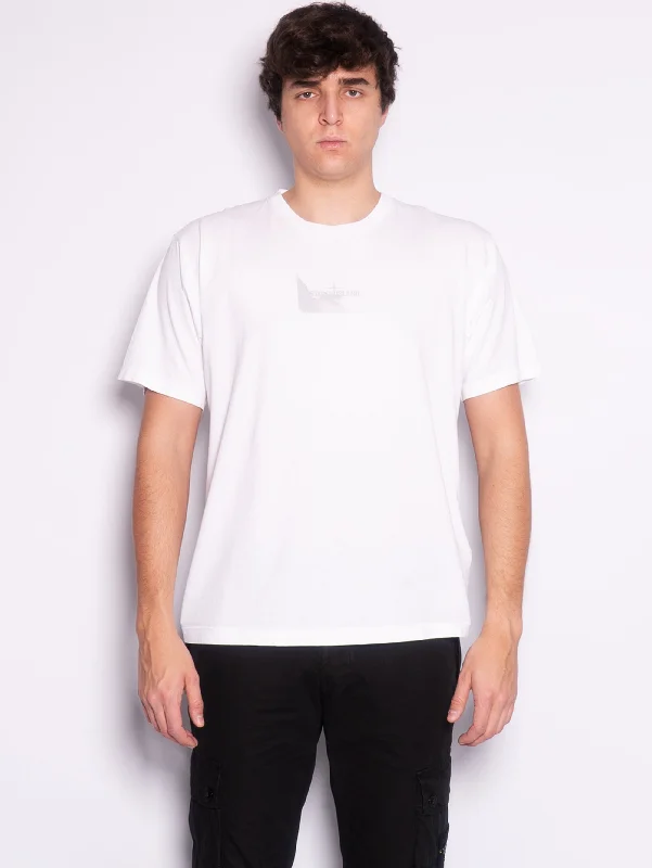 T-shirt con Logo Riflettente Bianco