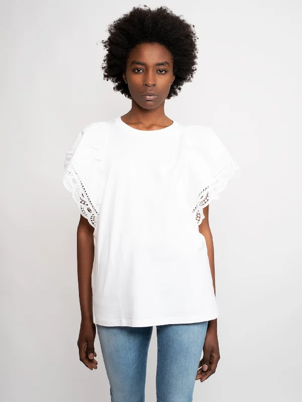 T-shirt con Maniche a Palloncino Bianco