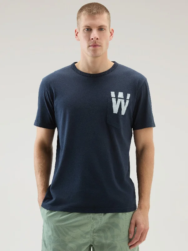 T-shirt in Jersey con Taschino Blu