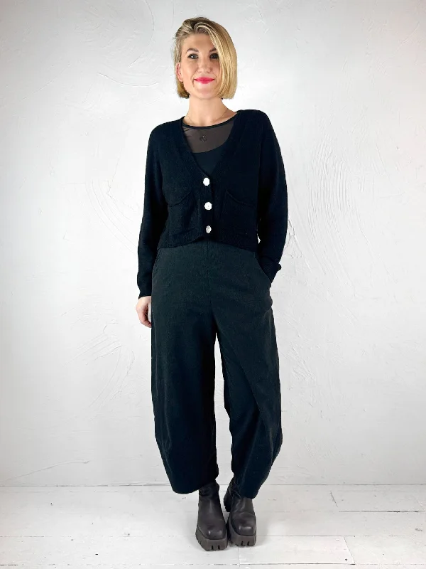 Blue Woman Black Pookie Crop Cardigan