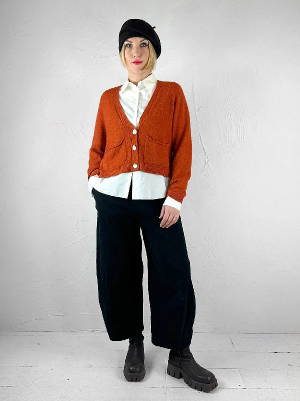 Blue Woman Burnt Orange Pookie Crop Cardigan