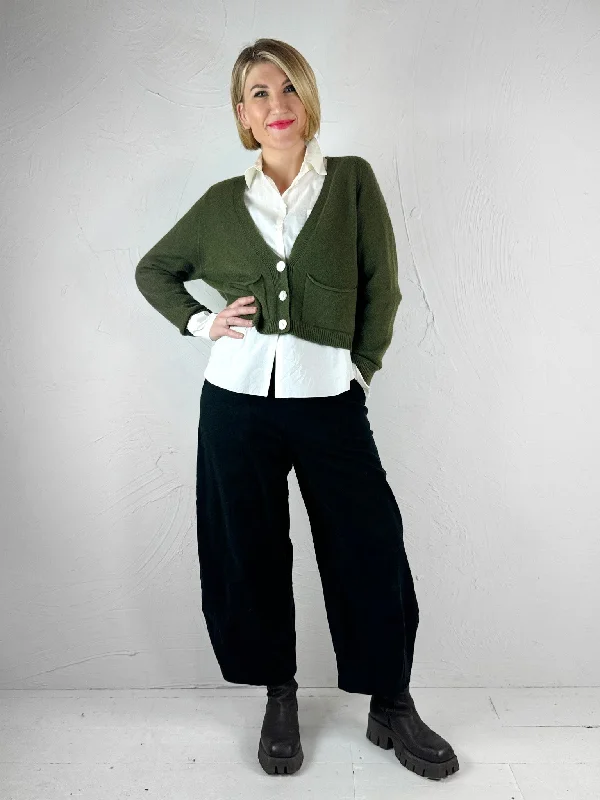 Blue Woman Khaki Pookie Crop Cardigan