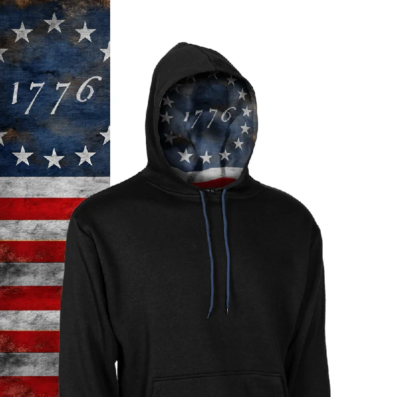 Classic Lined Hoodie | 1776 Flag | Black