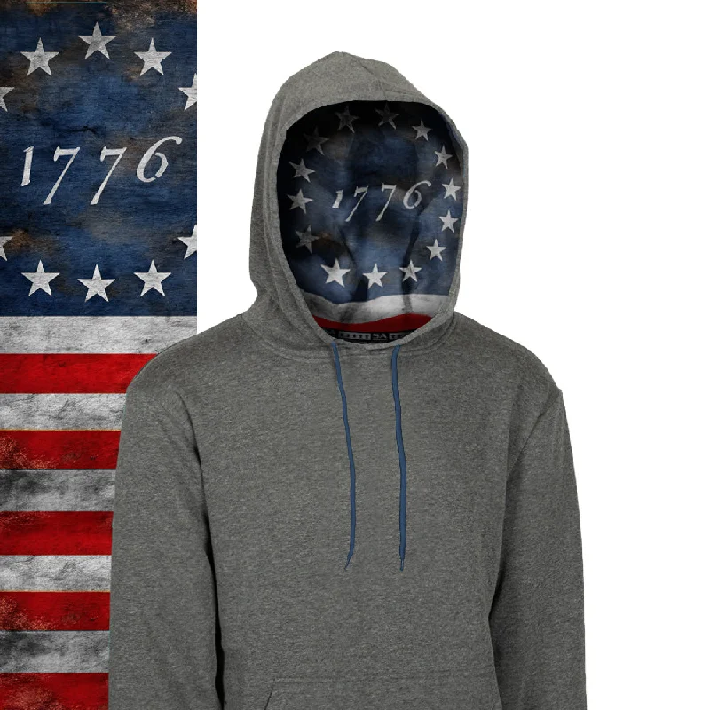 Classic Lined Hoodie | 1776 Flag | Dark Heather Grey