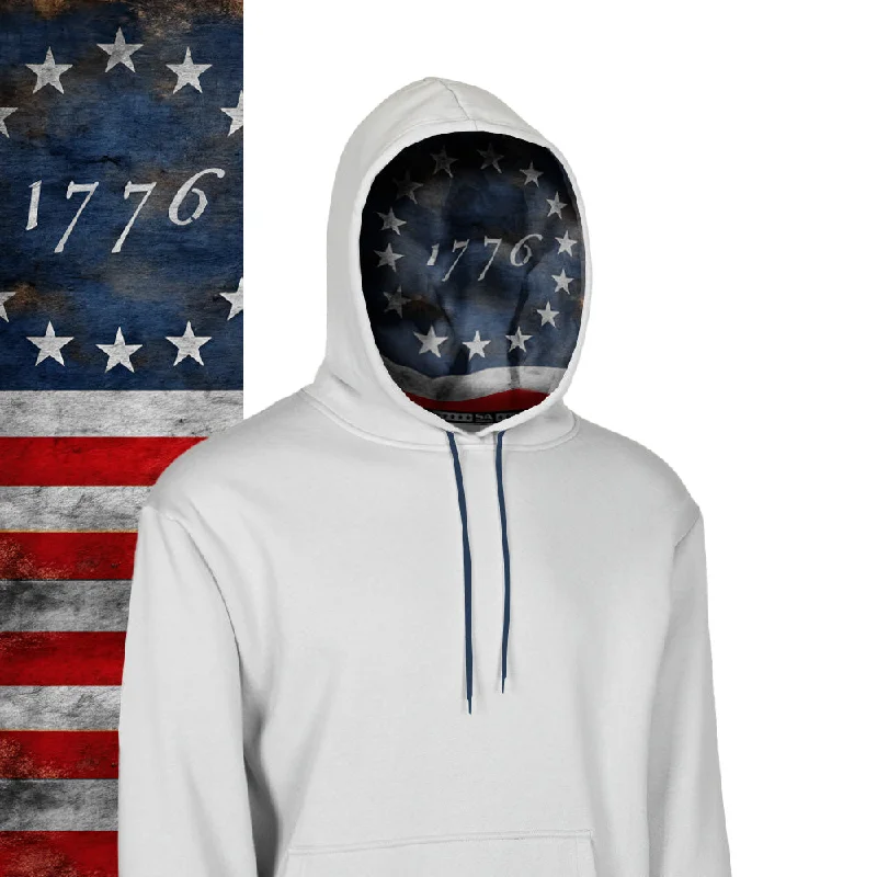 Classic Lined Hoodie | 1776 Flag | Light Grey