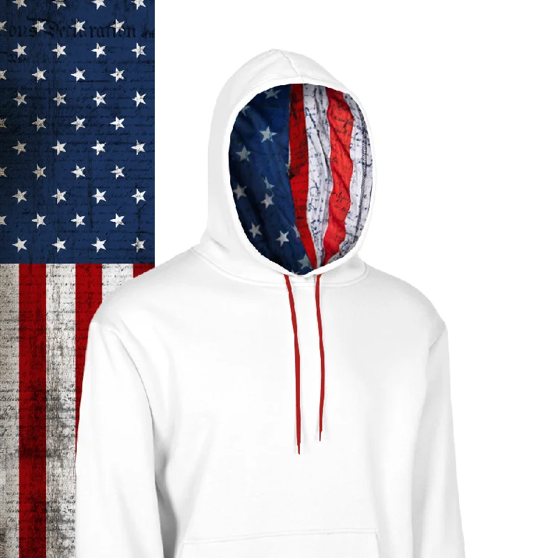 Classic Lined Hoodie | American Flag | White