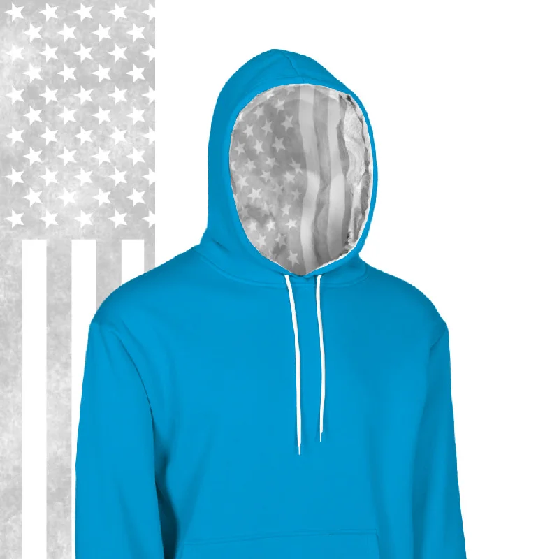 Classic Lined Hoodie | Ghost American Flag | Aqua