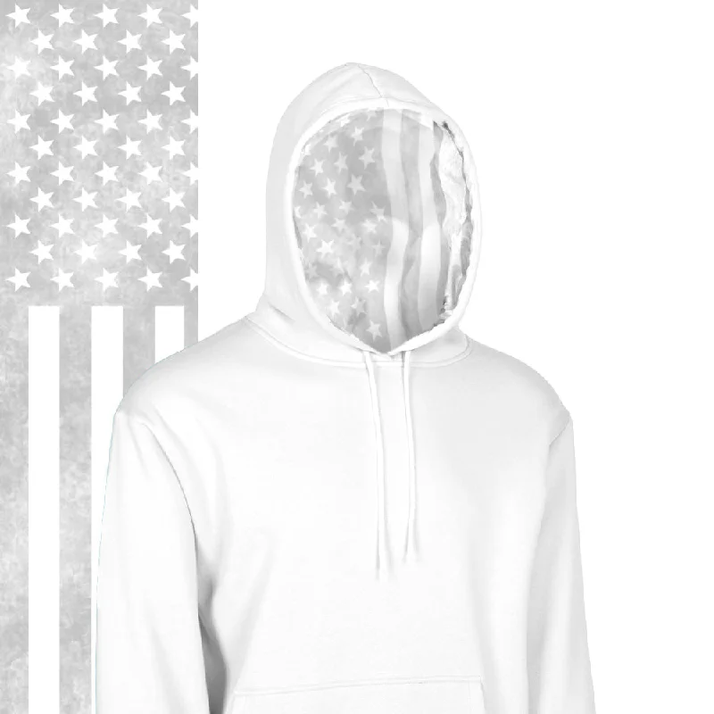 Classic Lined Hoodie | Ghost American Flag | White