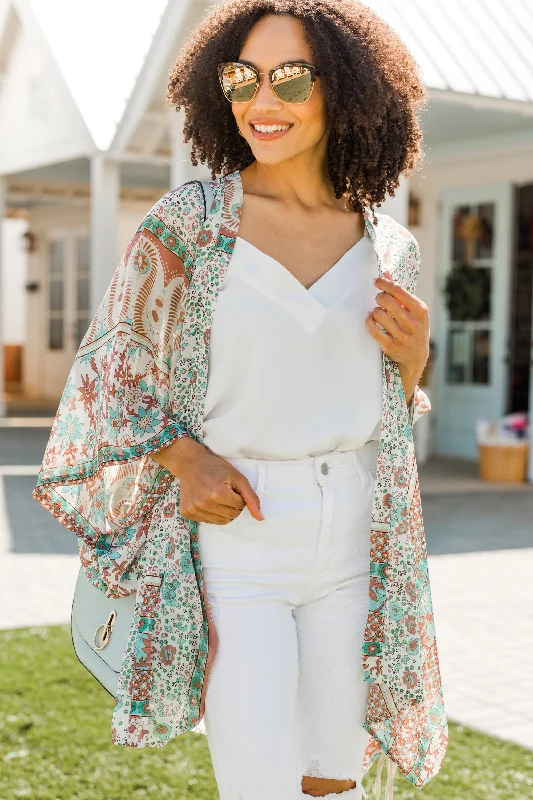 Feel Free To Love Mint Green Floral Kimono