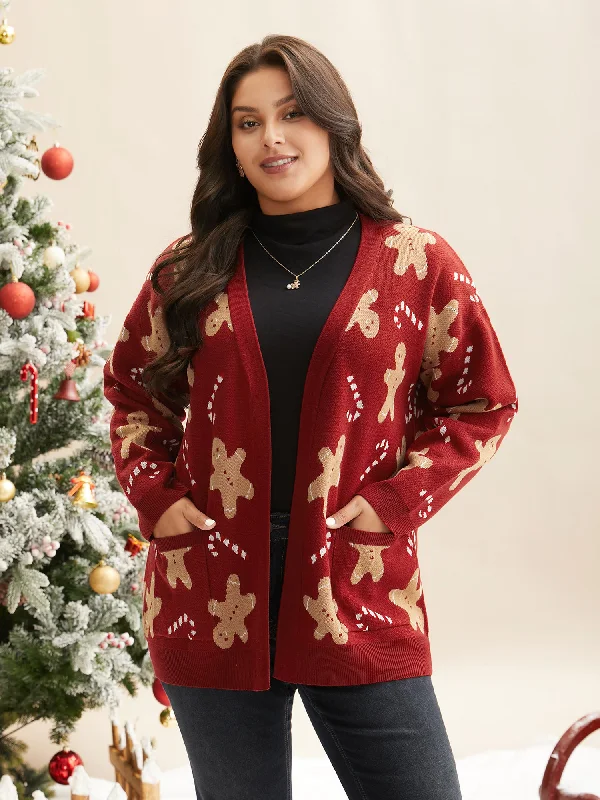 Gingerbread & Candycane Shimmering Threads Cardigan