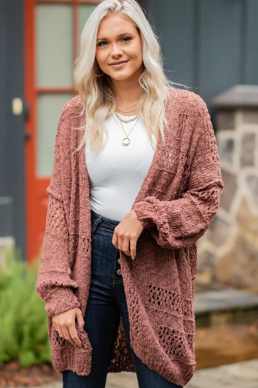 Why I'm Me Brick Red Open Stich Cardigan